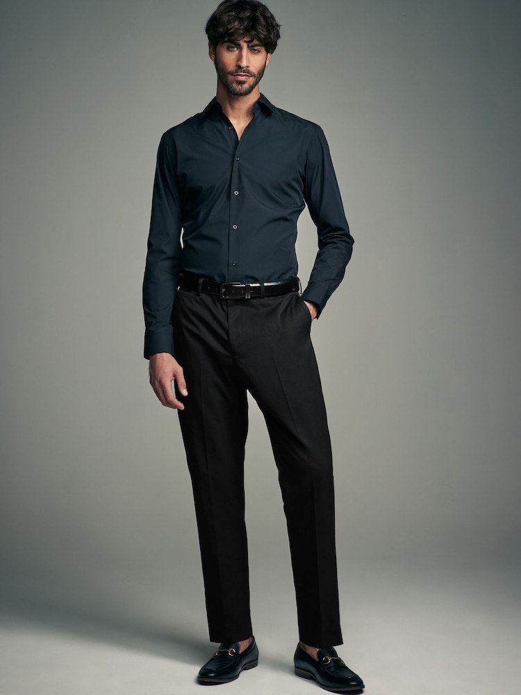 Black Tuxedo Trousers With Gold Tape Detail - Image 2 of 8