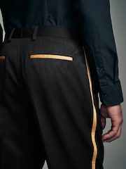 Black Tuxedo Trousers With Gold Tape Detail - Image 4 of 8