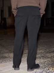Schwarz - EDIT Relaxed Twill-Hose mit elastischem Bund - Bild 4 von 7