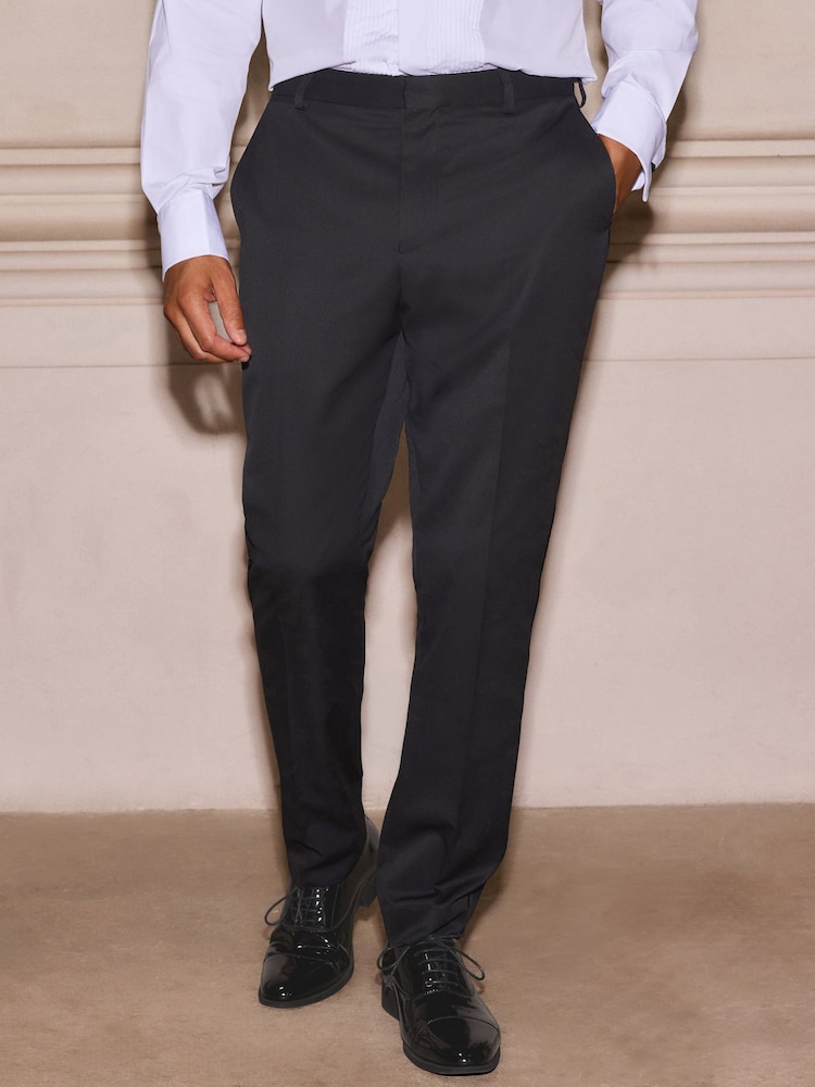 Black Tuxedo Trousers With Velvet Tape Detail - Image 2 of 9