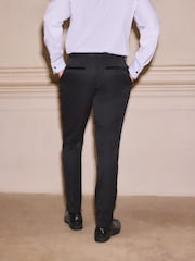 Black Tuxedo Trousers With Velvet Tape Detail - Image 3 of 9
