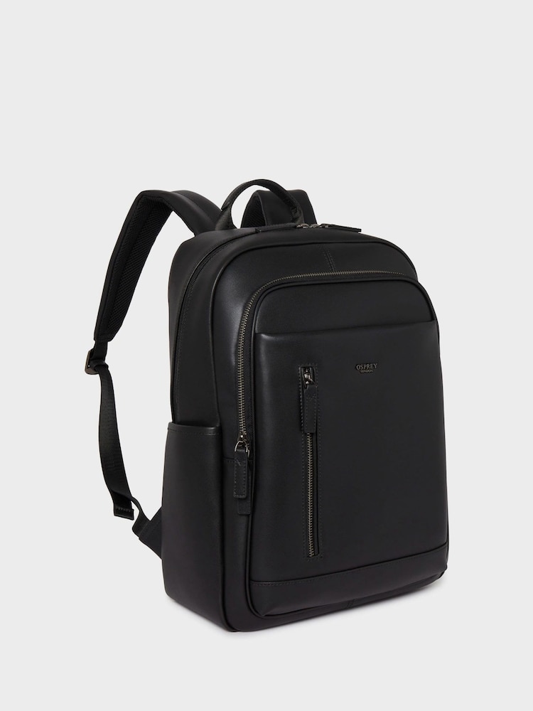 OSPREY LONDON The Hudson Leather Black Backpack - Image 2 of 6