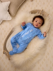 Baker by Ted Baker Blue Eid 100% Cotton Sleepsuit - Image 2 of 9
