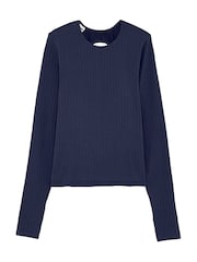 Victoria's Secret PINK Midnight Navy Blue Seamless Cable Knit Long Sleeve T-Shirt - Image 3 of 3