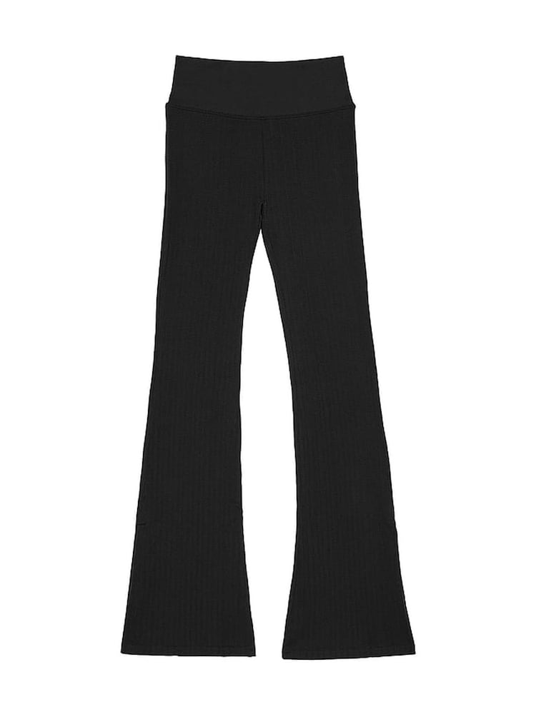 Victoria's Secret PINK Black Seamless Cable Knit High Waist Flare Leggings - Image 3 of 3