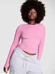 Victoria's Secret PINK Moonstone Pink Seamless Cable Knit Long Sleeve T-Shirt - Image 1 of 4