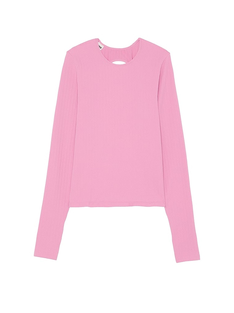 Victoria's Secret PINK Moonstone Pink Seamless Cable Knit Long Sleeve T-Shirt - Image 4 of 4
