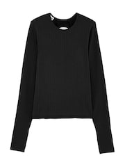 Zwart - Victoria's Secret PINK naadloos kabelgebreid T-shirt met lange mouwen - Image 3 of 3