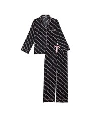 Victoria's Secret Black Ribbon Script Flannel Long Pyjama Set - Image 3 of 4