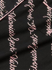 Victoria's Secret Black Ribbon Script Flannel Long Pyjama Set - Image 4 of 4