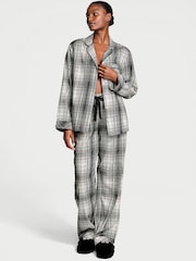 Victoria's Secret Black White Plaid Flannel Long Pyjama Set - Image 1 of 4