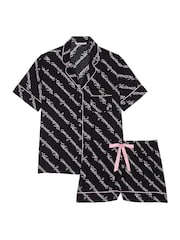 Victoria's Secret Black Ribbon Script Flannel Short Pyjama Set - Image 3 of 3