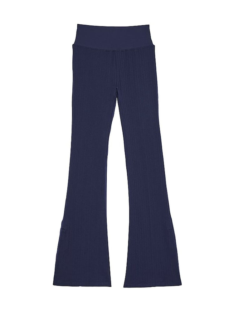Victoria's Secret PINK Midnight Navy Blue Seamless Cable Knit High Waist Flare Leggings - Image 3 of 3