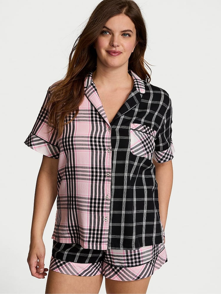 Victoria's Secret Pink Mix Plaid Flannel Short Pyjama Set - Image 1 of 4