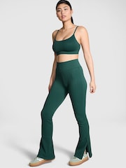 Victoria's Secret PINK Deep Forest Green Seamless Cable Knit High Waist Flare Leggings - Image 1 of 3