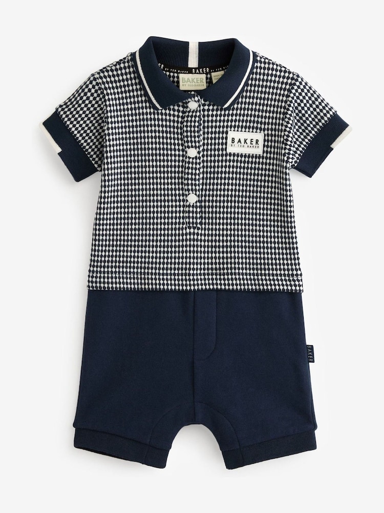 Azul marino - Baker by Ted Baker Textured Polo Romper - Imagen 1 de 4 Azul marino - Baker by Ted Baker Textured Polo Romper - Imagen 1 de 4