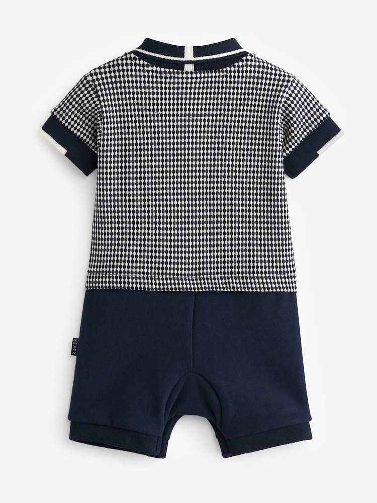 Azul marino - Baker by Ted Baker Textured Polo Romper - Imagen 2 de 4 Azul marino - Baker by Ted Baker Textured Polo Romper - Imagen 2 de 4