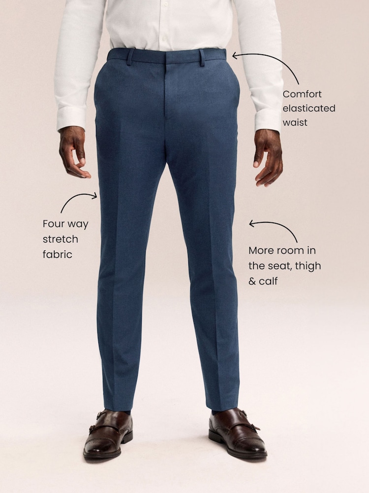 Navy Blue 1 Muscle Fit Elasticated Waist Motionflex Stretch Smart Trousers - Image 4 of 9
