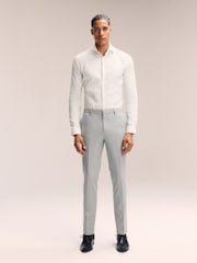 Light Grey Slim Fit Elasticated Waist Motionflex Stretch Smart Trousers - Image 2 of 10