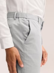 Light Grey Slim Fit Elasticated Waist Motionflex Stretch Smart Trousers - Image 3 of 10