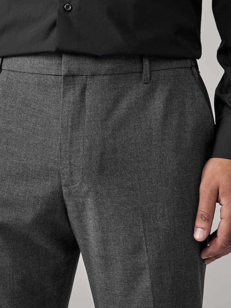 Charcoal Grey Muscle Fit Elasticated Waist Motionflex Stretch Smart Trousers - Image 4 of 10
