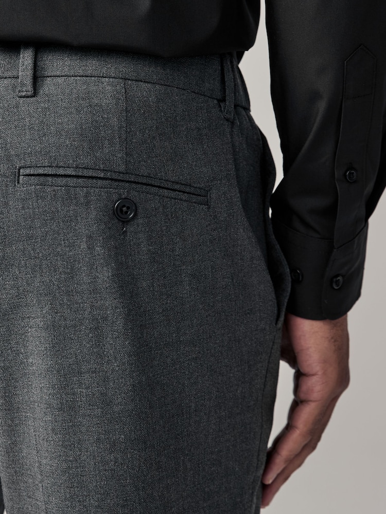 Charcoal Grey Muscle Fit Elasticated Waist Motionflex Stretch Smart Trousers - Image 5 of 10