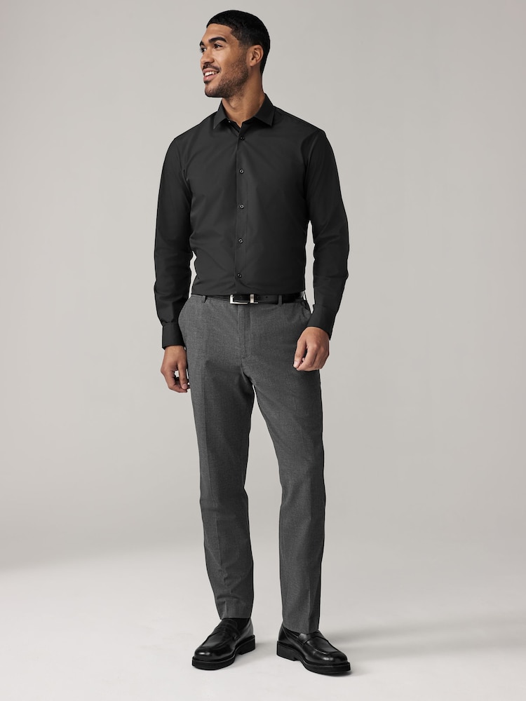 Charcoal Grey Muscle Fit Elasticated Waist Motionflex Stretch Smart Trousers - Image 6 of 10