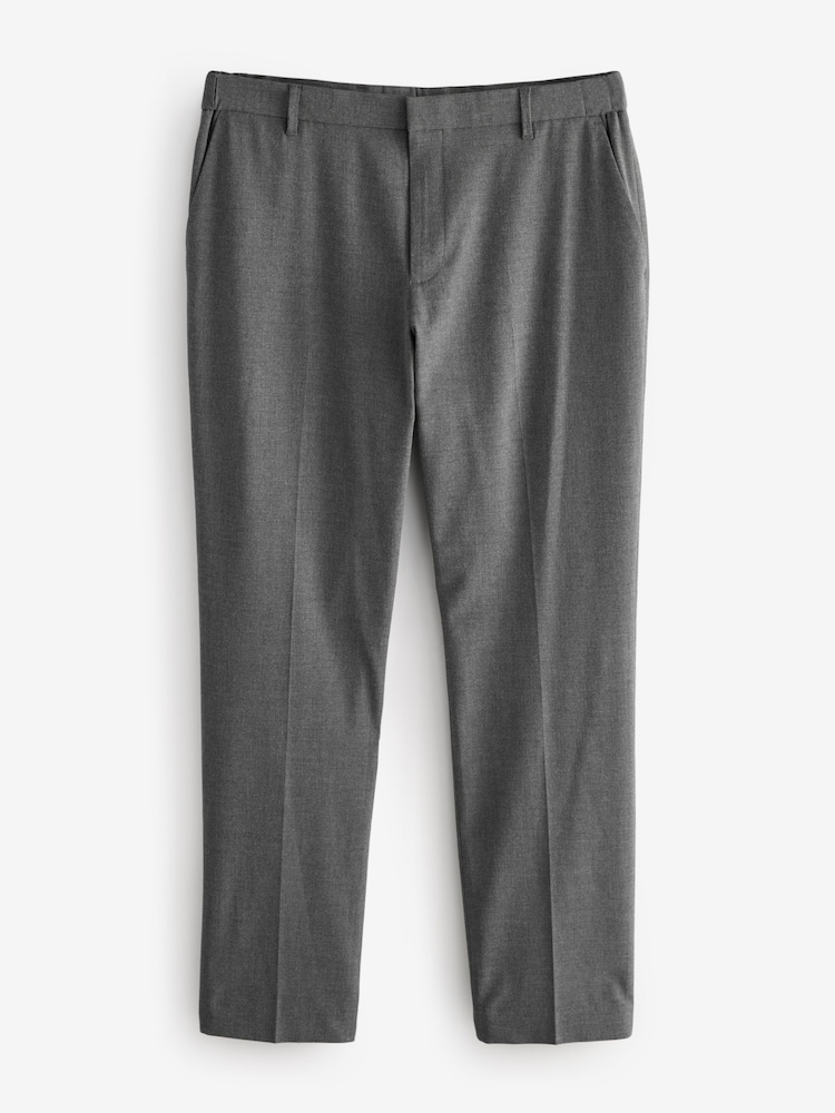 Charcoal Grey Muscle Fit Elasticated Waist Motionflex Stretch Smart Trousers - Image 7 of 10