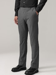 Charcoal Grey Slim Fit Elasticated Waist Motionflex Stretch Smart Trousers - Image 1 of 10