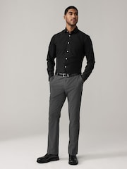 Charcoal Grey Slim Fit Elasticated Waist Motionflex Stretch Smart Trousers - Image 2 of 10