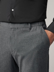 Charcoal Grey Slim Fit Elasticated Waist Motionflex Stretch Smart Trousers - Image 3 of 10