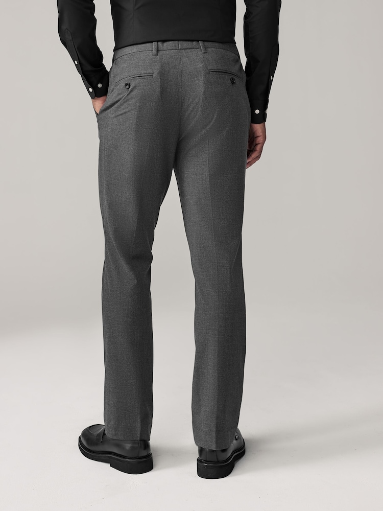 Charcoal Grey Slim Fit Elasticated Waist Motionflex Stretch Smart Trousers - Image 3 of 10