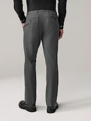 Charcoal Grey Slim Fit Elasticated Waist Motionflex Stretch Smart Trousers - Image 4 of 10