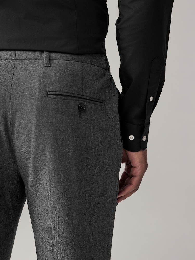 Charcoal Grey Slim Fit Elasticated Waist Motionflex Stretch Smart Trousers - Image 5 of 10