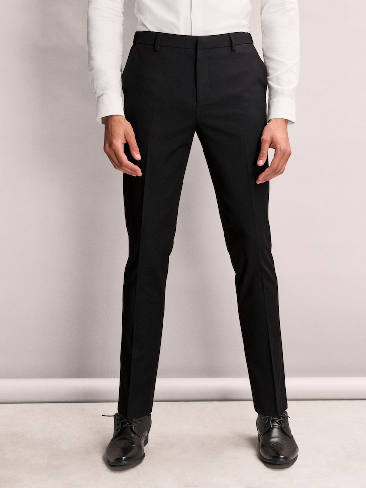 Black Slim Fit Elasticated Waist Motionflex Stretch Smart Trousers - Image 1 of 1