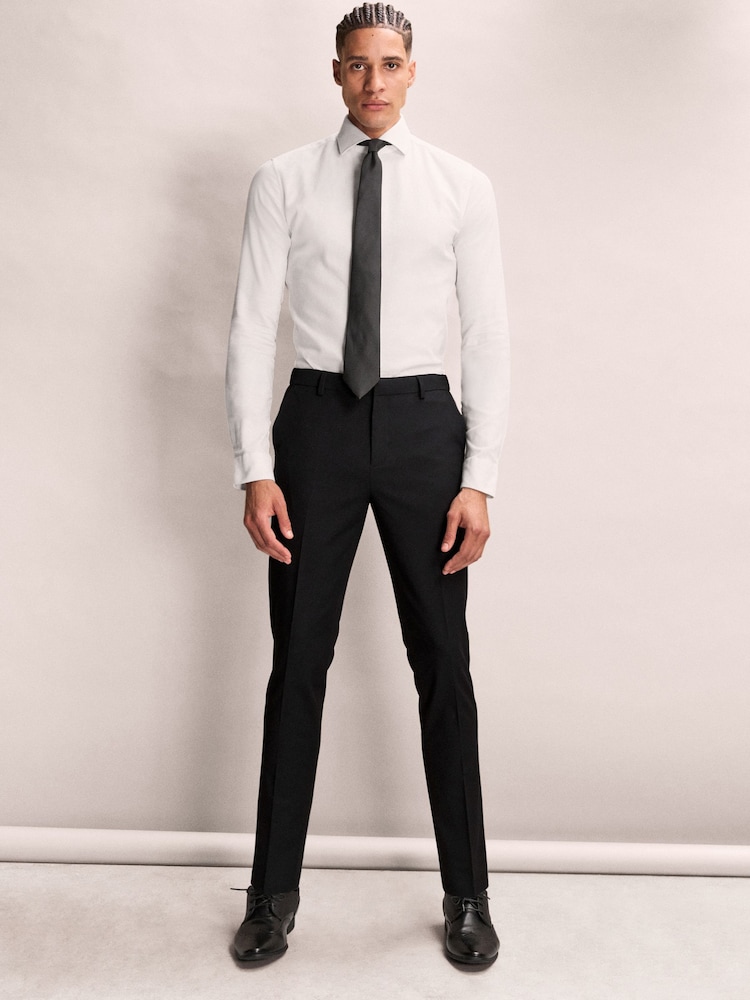 Black Slim Fit Elasticated Waist Motionflex Stretch Smart Trousers - Image 2 of 10