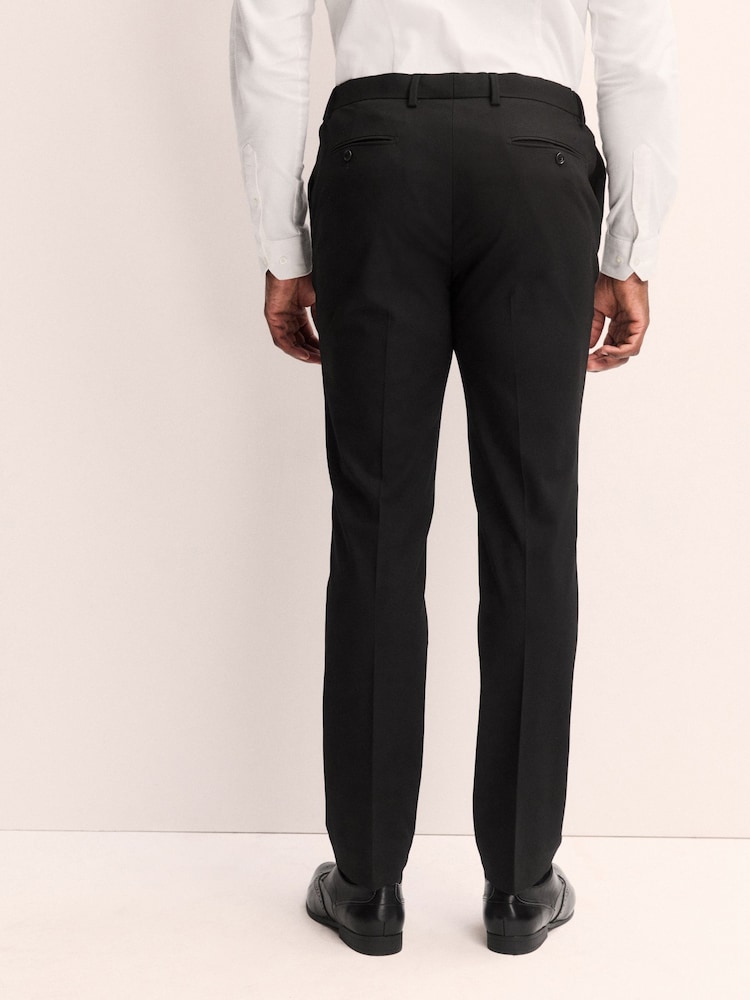 Black Muscle Fit Elasticated Waist Motionflex Stretch Smart Trousers - Image 2 of 8