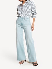 Paige Blue Anessa Raw Hem Wide Leg Jeans - Image 1 of 20