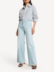 Paige Blue Anessa Raw Hem Wide Leg Jeans - Image 3 of 20