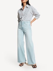 Paige Blue Anessa Raw Hem Wide Leg Jeans - Image 4 of 20