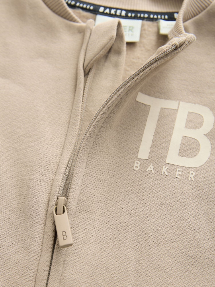 Baker by Ted Baker בצבע אבן, אוברול בסגנון נבחרת ספורט, %100 כותנה - Image 3 of 5