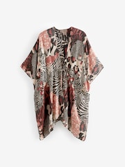Leopard Print Longline Tie Waist Kimono Cover-Up - Image 5 of 7