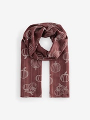 Pink Pumpkin Print Lightweight Scarf - Image 3 of 5