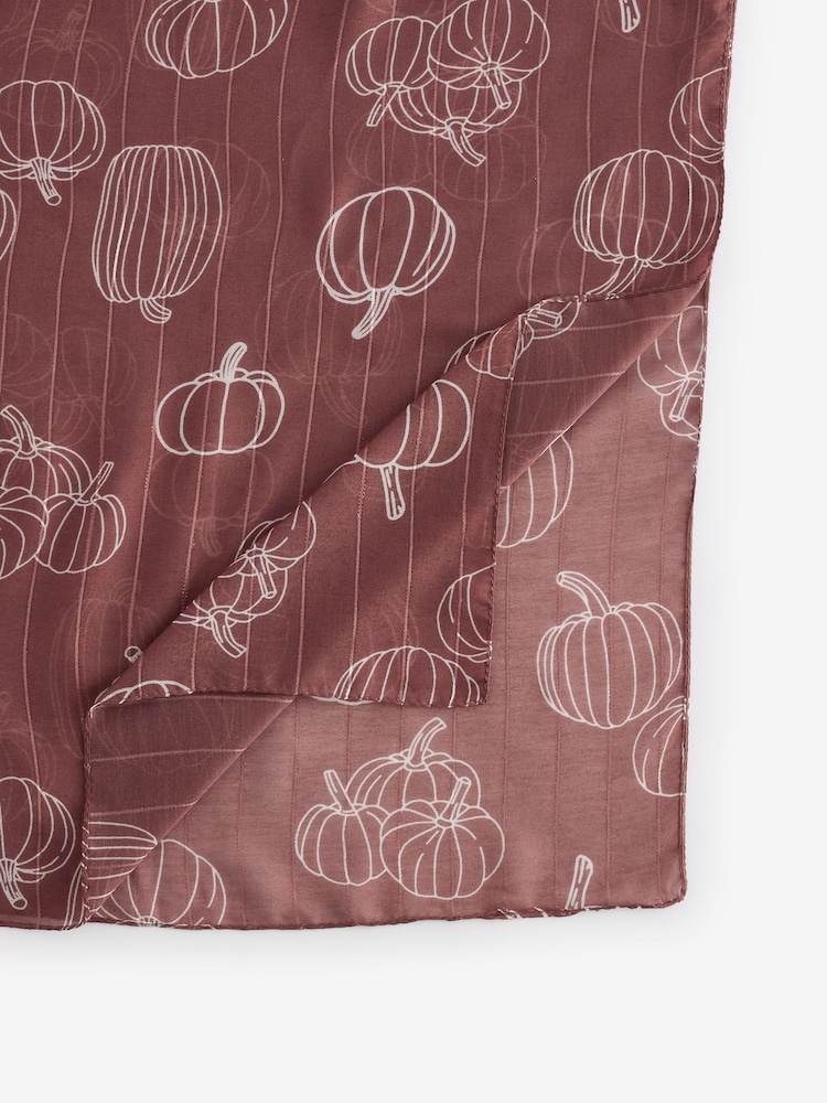 Pink Pumpkin Print Lightweight Scarf - Image 5 of 5