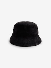 Black Faux Fur Bucket Hat - Image 1 of 3