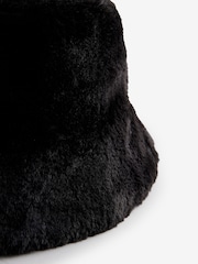 Black Faux Fur Bucket Hat - Image 2 of 3