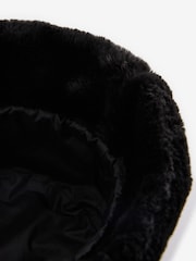 Black Faux Fur Bucket Hat - Image 3 of 3