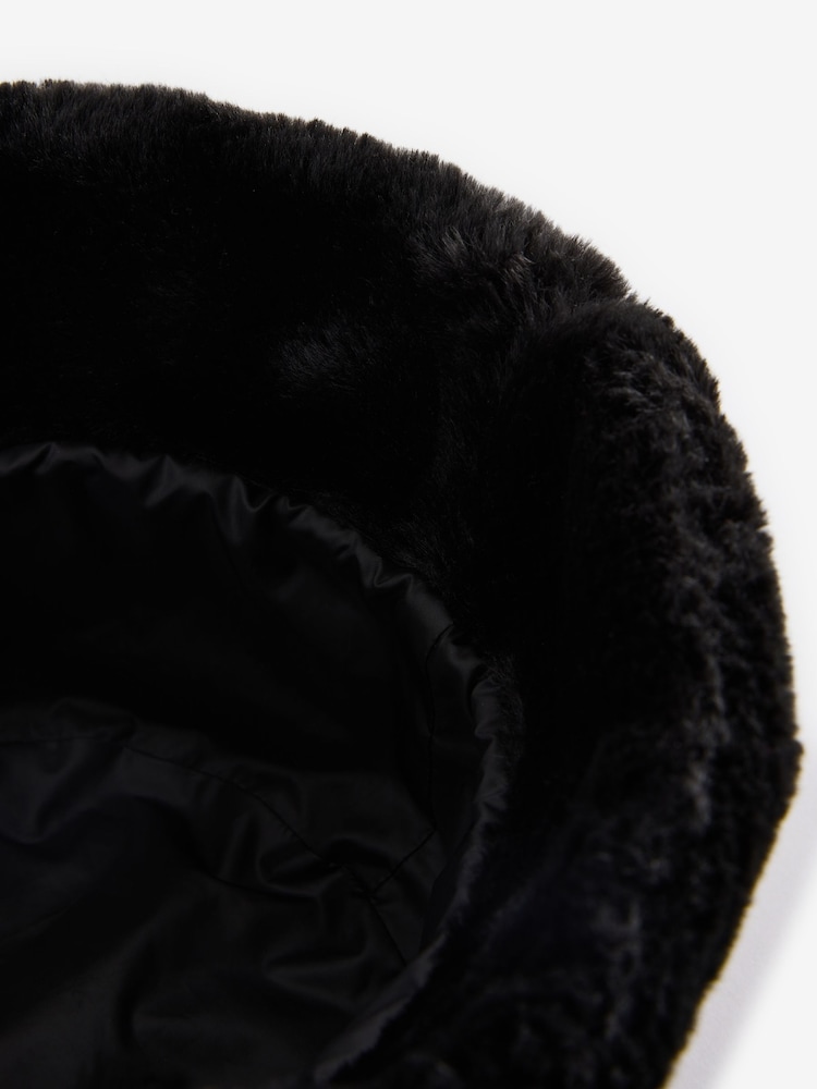 Black Faux Fur Bucket Hat - Image 3 of 3