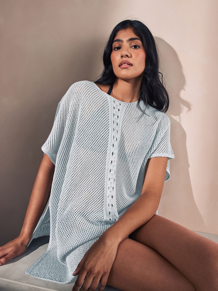 Silver Overhead Knitted Cover-Up - Image 1 of 5