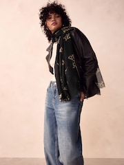 Black/Animal Print Lightweight Scarf - Image 2 of 6
